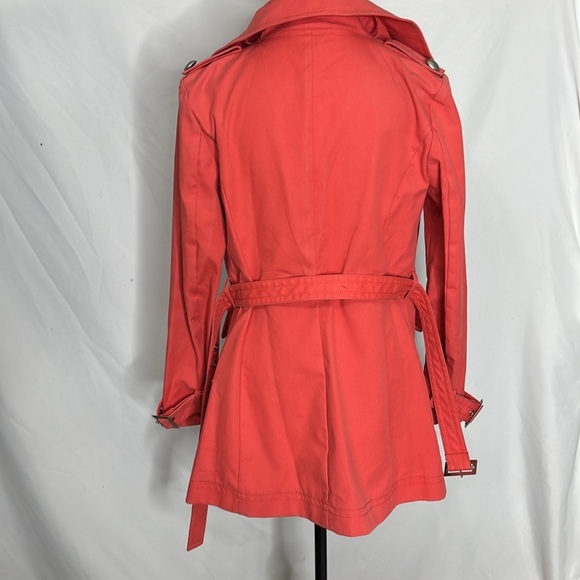 ST JOHN Double Breasted Trench Coat with Hammered Silver Buttons - Picture 6 of 12